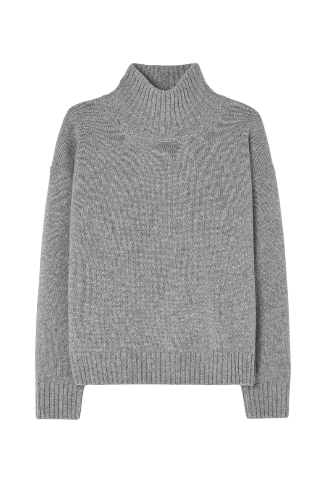 Wool Cashmere Turtleneck Sweat - Grey Melange