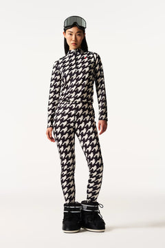 1/4 Zip Jacquard Baselayer Top - B&w Houndstooth