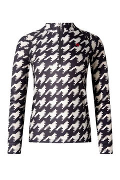 1/4 Zip Jacquard Baselayer Top - B&w Houndstooth