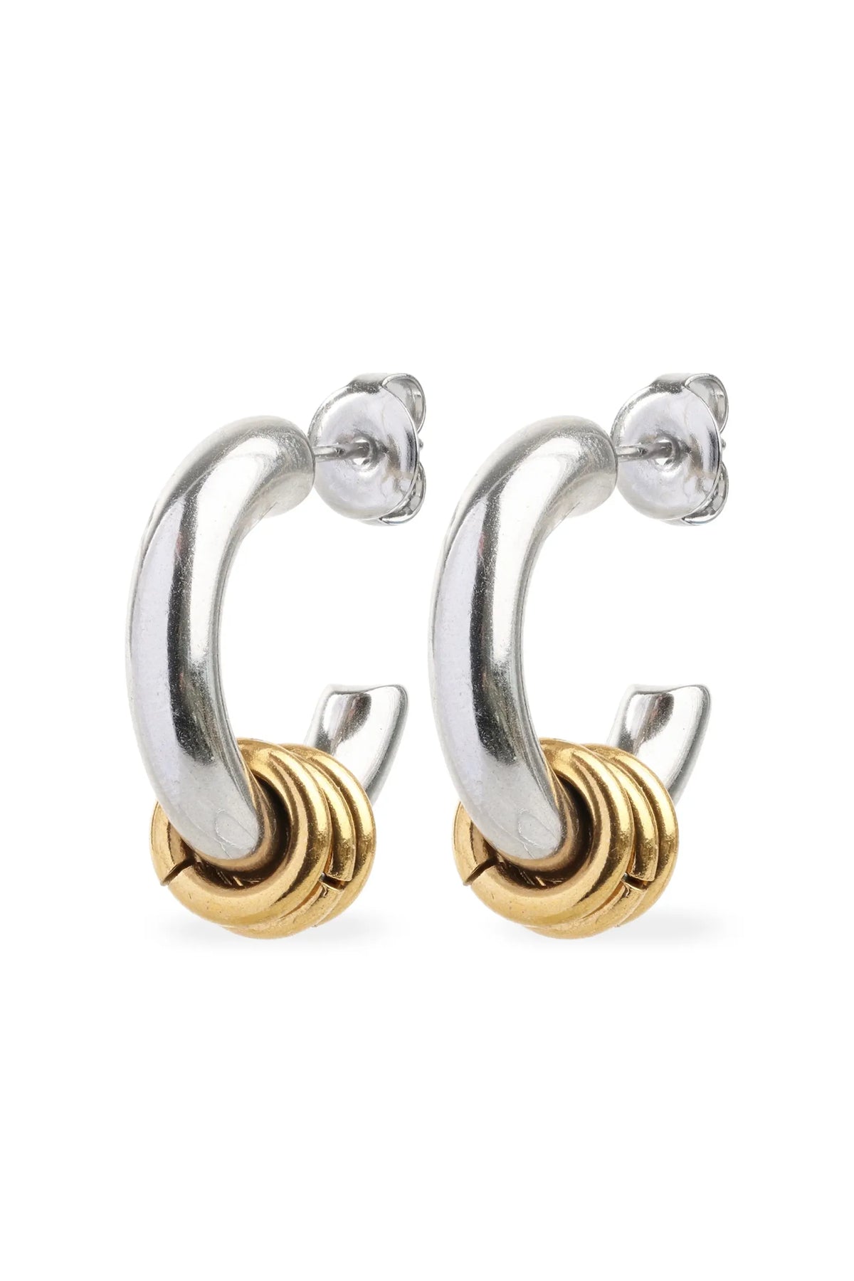 Luna Hoops Stud Earrings - Silver/Gold