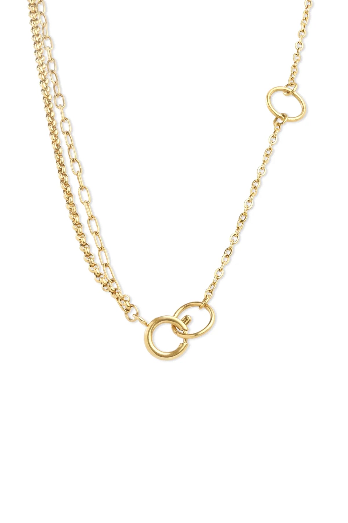 Onyx Layered Chain Necklace - Gold
