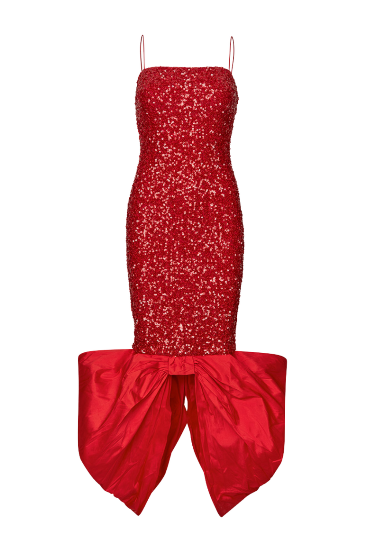 Sequins Bow Maxi Dress - Scooter Red