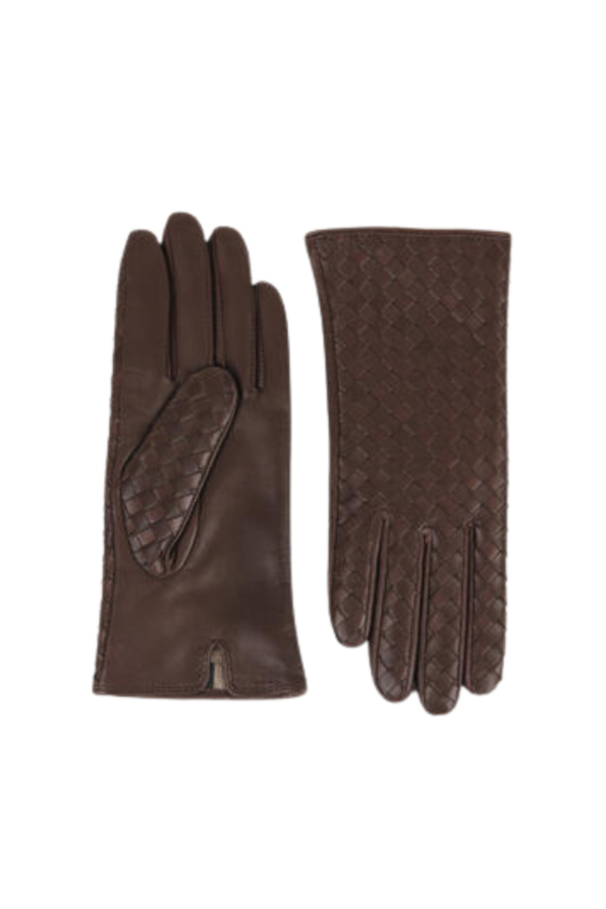 Molly Braided Leather Gloves - Mørk Brun