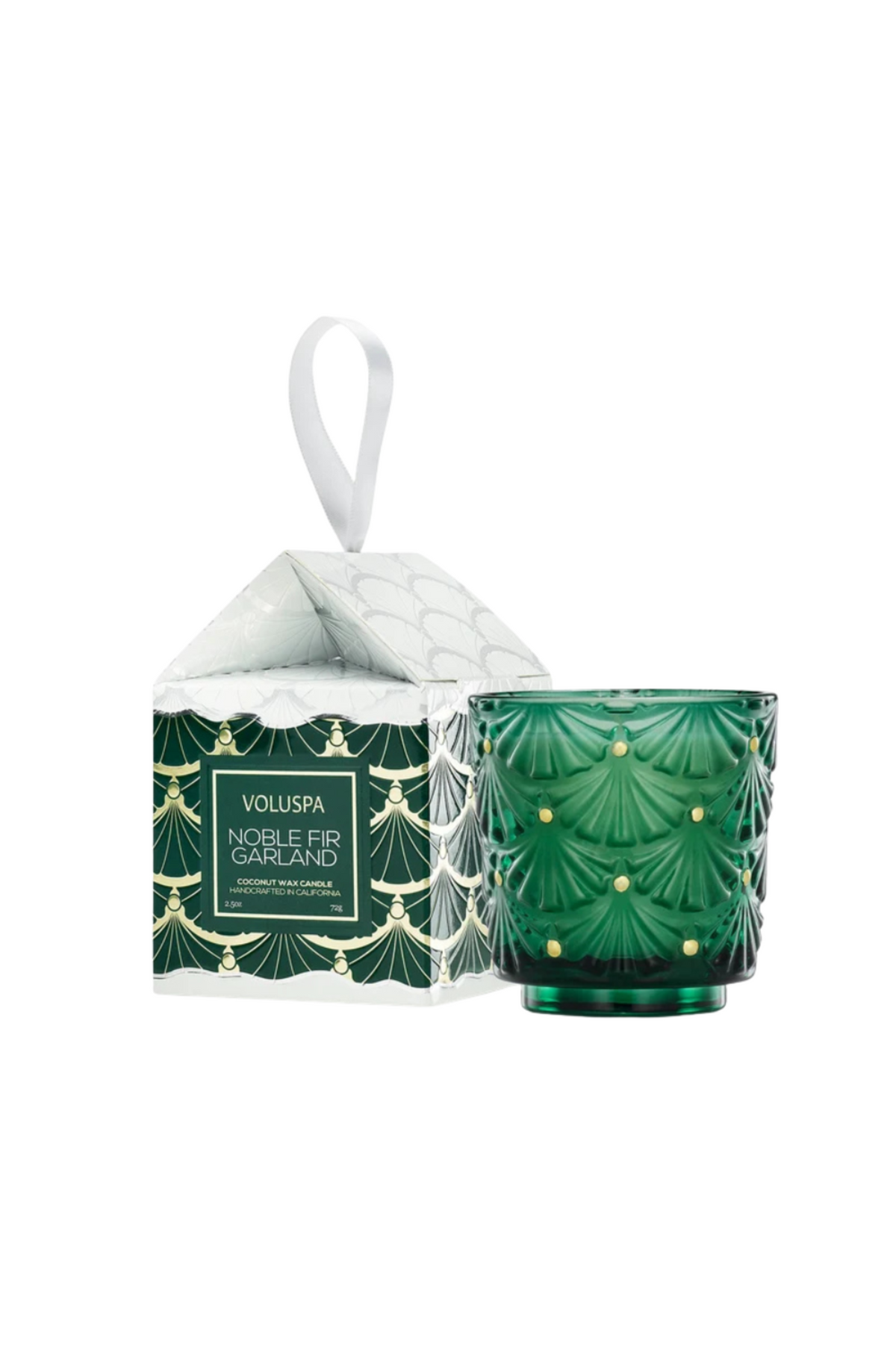 Boxed Pedestal Ornament Candle - Noble Fir Garland