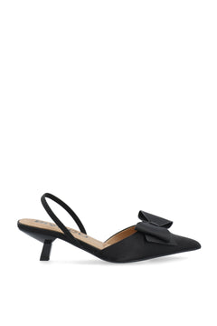 Biakristin Kitten Heel Bow Slingback Satin - Black