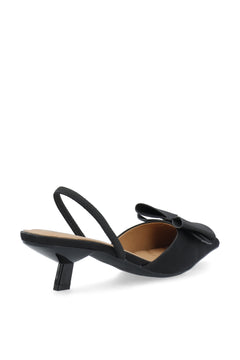 Biakristin Kitten Heel Bow Slingback Satin - Black