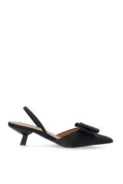Biakristin Kitten Heel Bow Slingback Satin - Black