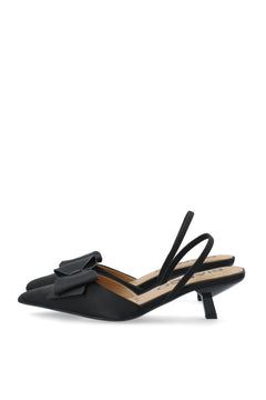 Biakristin Kitten Heel Bow Slingback Satin - Black
