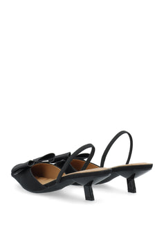 Biakristin Kitten Heel Bow Slingback Satin - Black