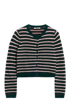 Mia Stripe Cardigan - Green Stripe