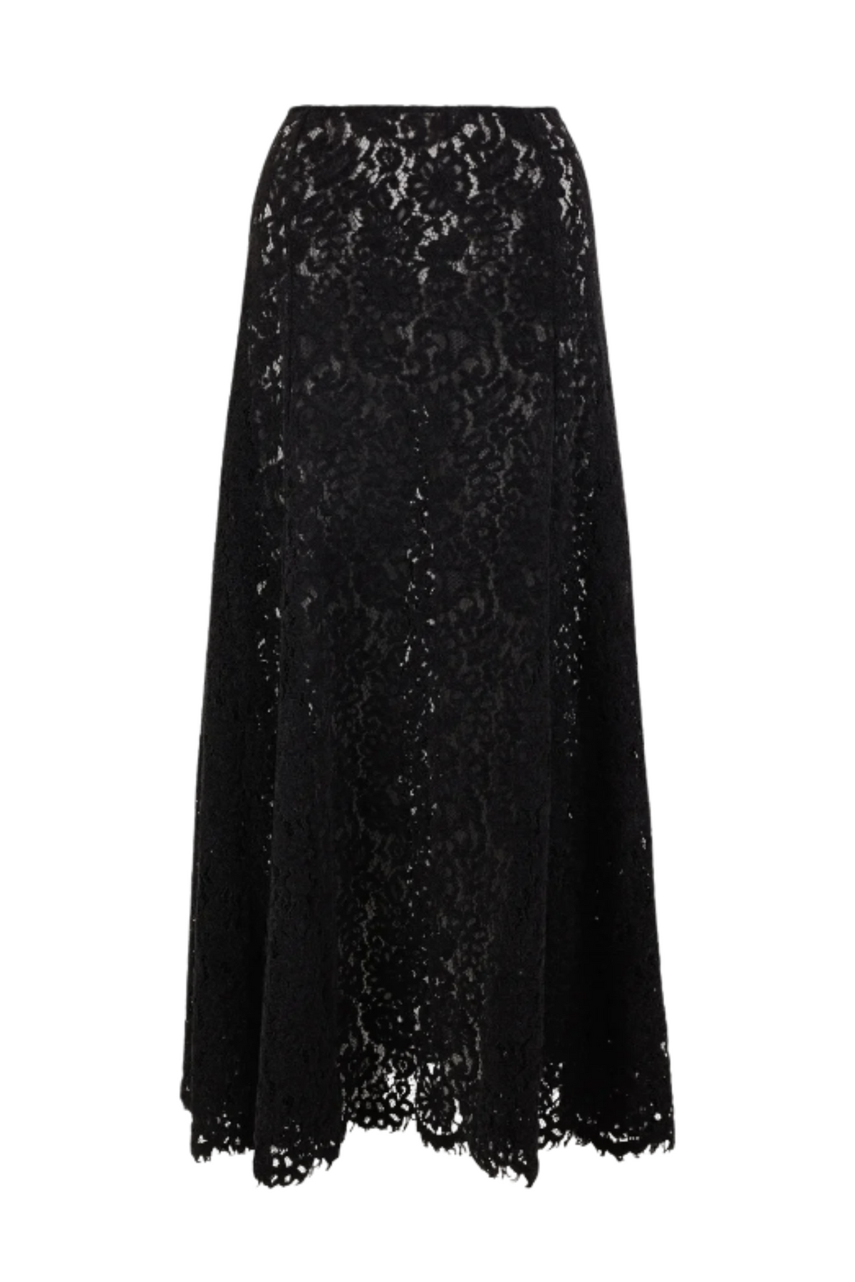 Lace Velvet Skirt - Black