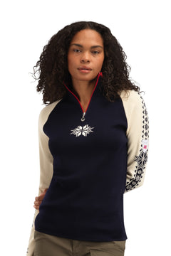 Geilo Fem Sweater - Navy Offwhite Raspberry