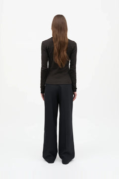 Grace Jersey Stripe Camille Tee Ls - Black/Turkish Coffee