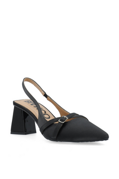 Biamaralyn Buckle Slingback Satin - Black