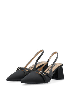 Biamaralyn Buckle Slingback Satin - Black