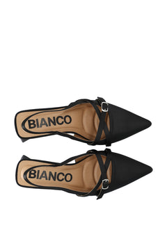 Biamaralyn Buckle Slingback Satin - Black