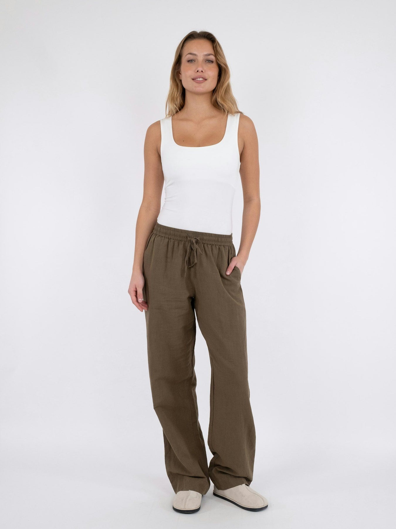 Sonar Linen Pants - Army