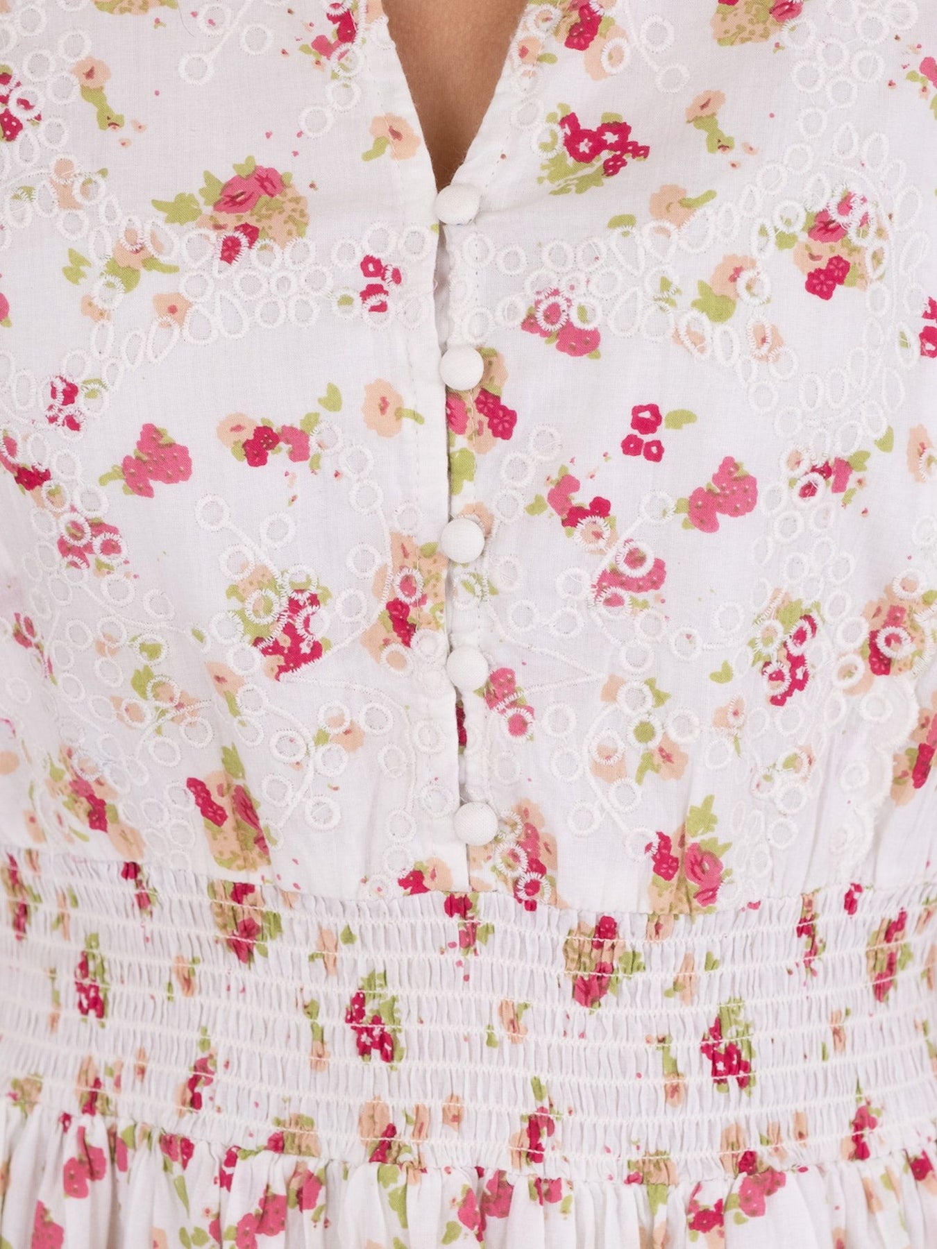 Daffodil Embroidery Dress - White