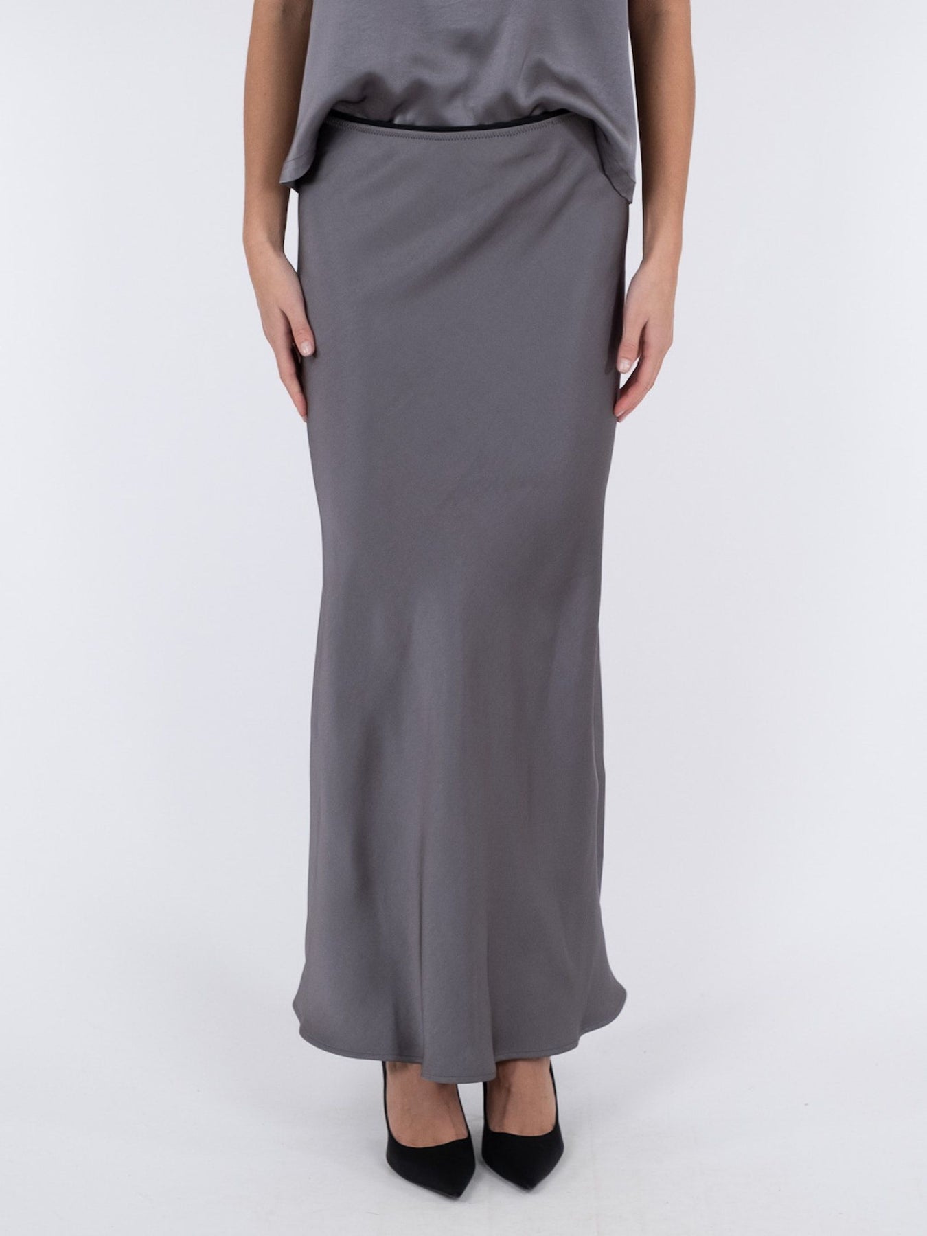 Vicky Heavy Sateen Skirt - Dark Grey