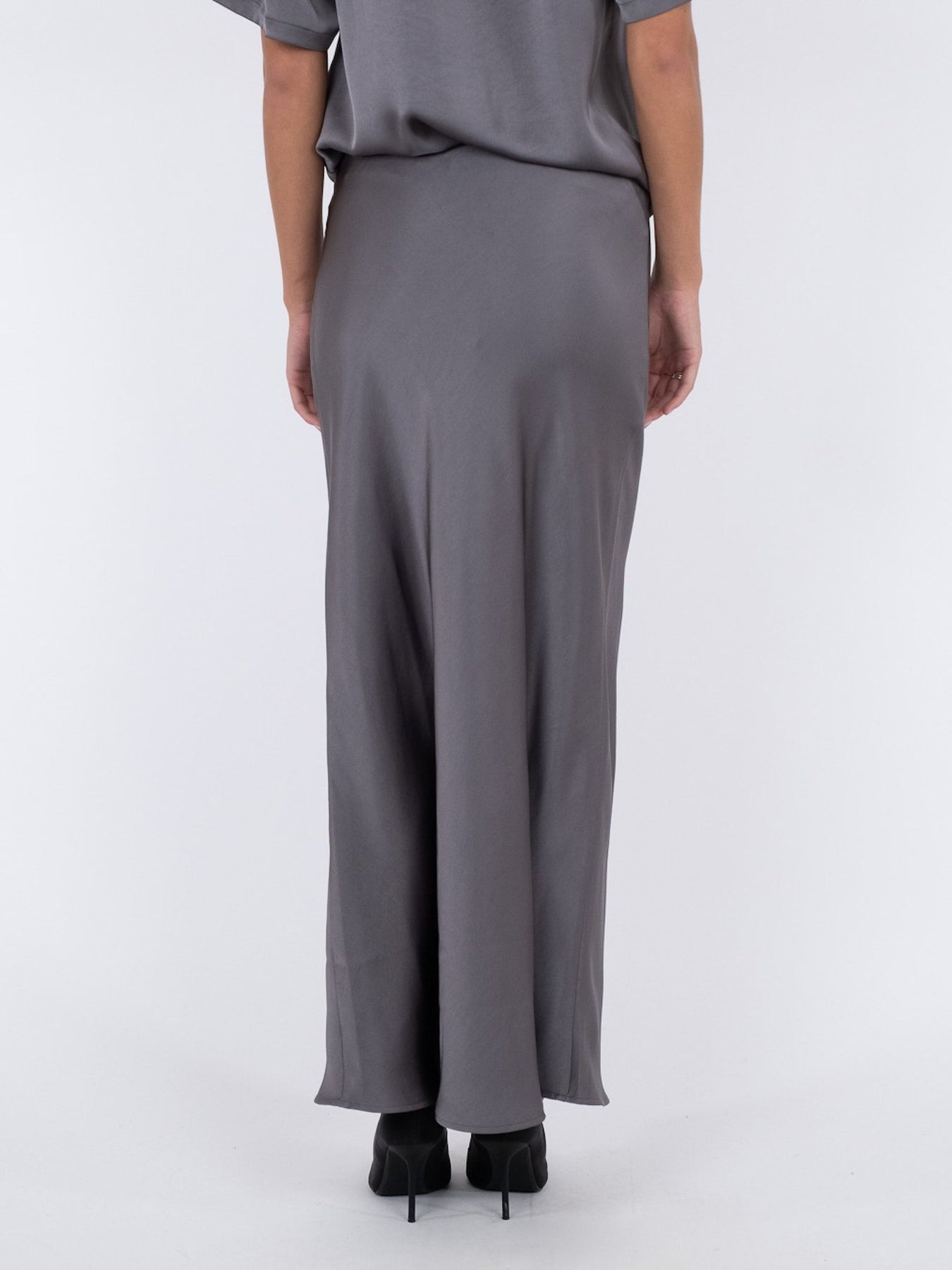 Vicky Heavy Sateen Skirt - Dark Grey