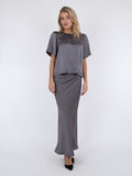 Vicky Heavy Sateen Skirt - Dark Grey