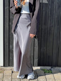 Vicky Heavy Sateen Skirt - Dark Grey