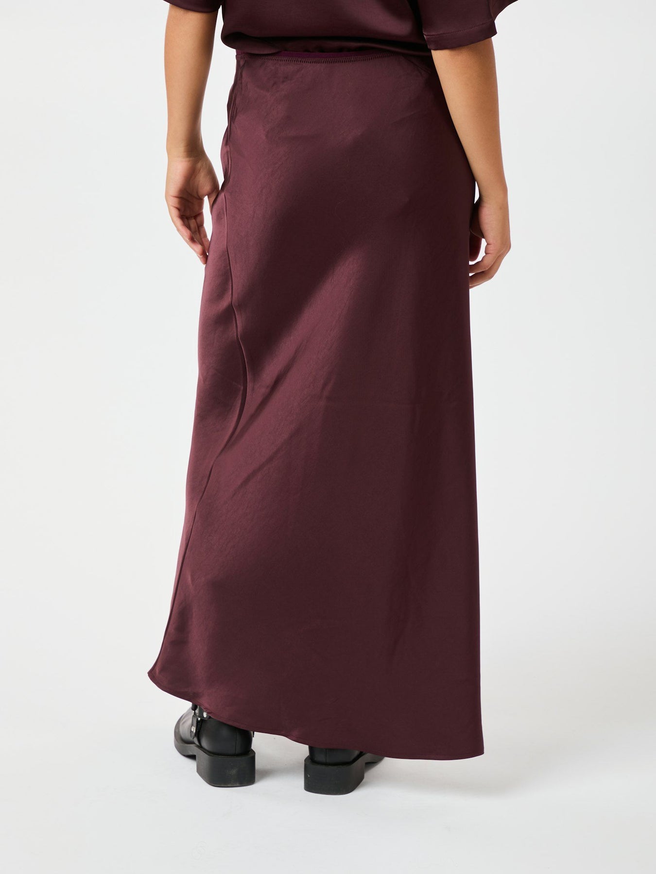 Vicky Heavy Sateen Kjol - Burgunder