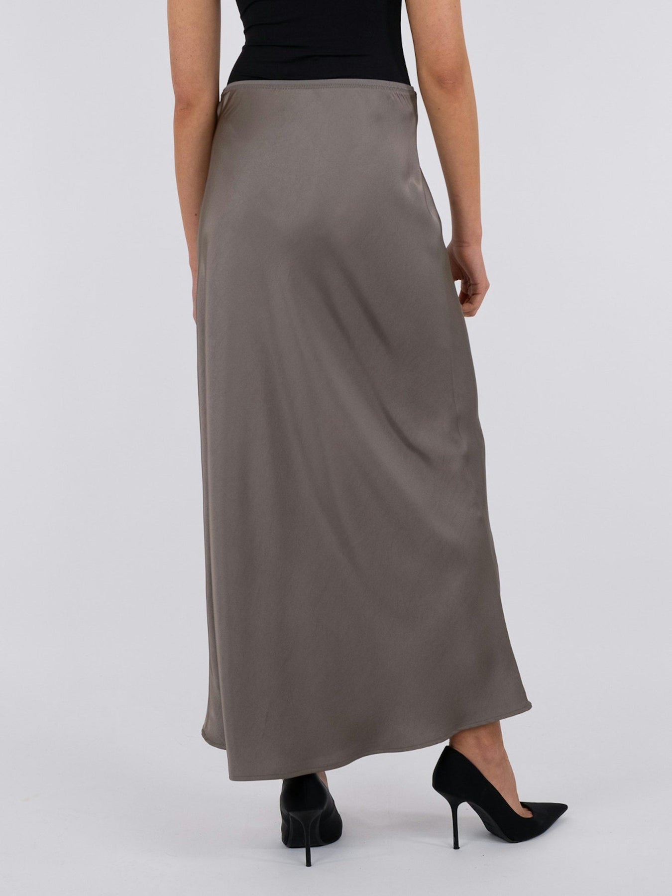 Vicky Heavy Sateen Skirt - Warm Grey