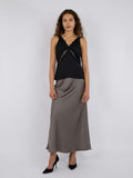 Vicky Heavy Sateen Skirt - Warm Grey