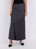 Vicky Heavy Sateen Skirt - Steel Grey
