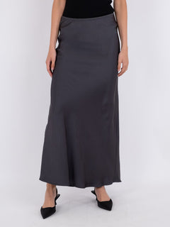 Vicky Heavy Sateen Skirt - Steel Grey