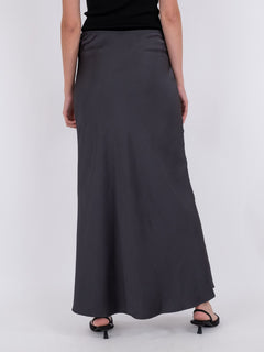 Vicky Heavy Sateen Skirt - Steel Grey