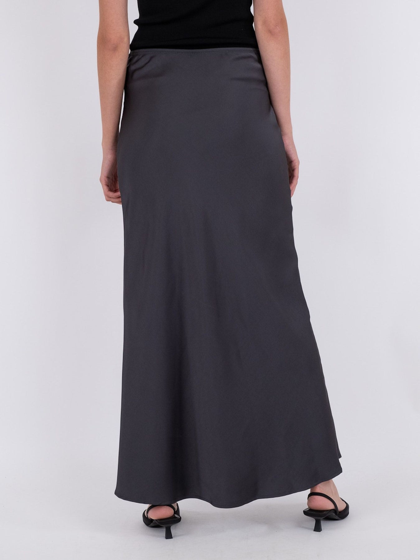 Vicky Heavy Sateen Skirt - Steel Grey