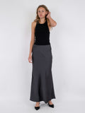 Vicky Heavy Sateen Skirt - Steel Grey