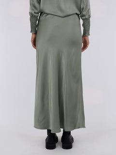 Vicky Heavy Sateen Skirt - Smoke Green