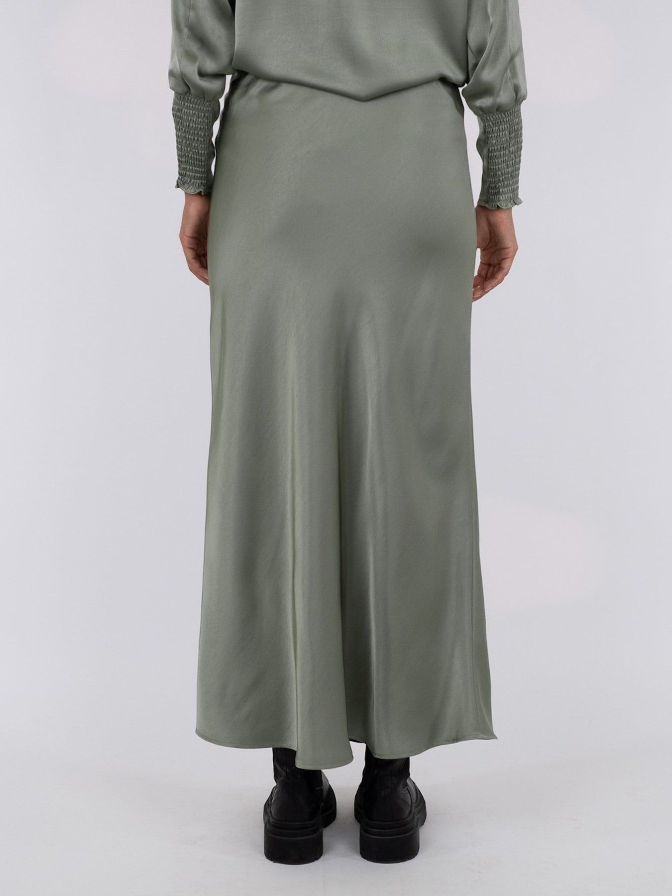 Vicky Heavy Sateen Kjol - Smoke Green
