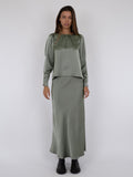 Vicky Heavy Sateen Kjol - Smoke Green