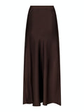 Vicky Heavy Sateen Skirt - Mörkbrun
