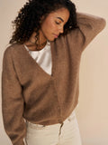 Thora V-Neck Knit Cardigan - Cinnamon Swirl