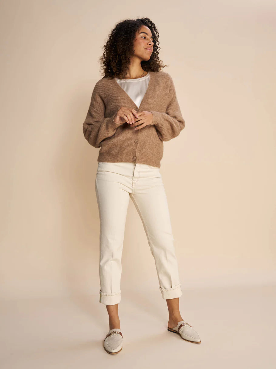 Thora V-Neck Knit Cardigan - Cinnamon Swirl