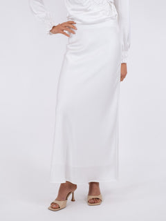 Klea Heavy Sateen Skirt - White