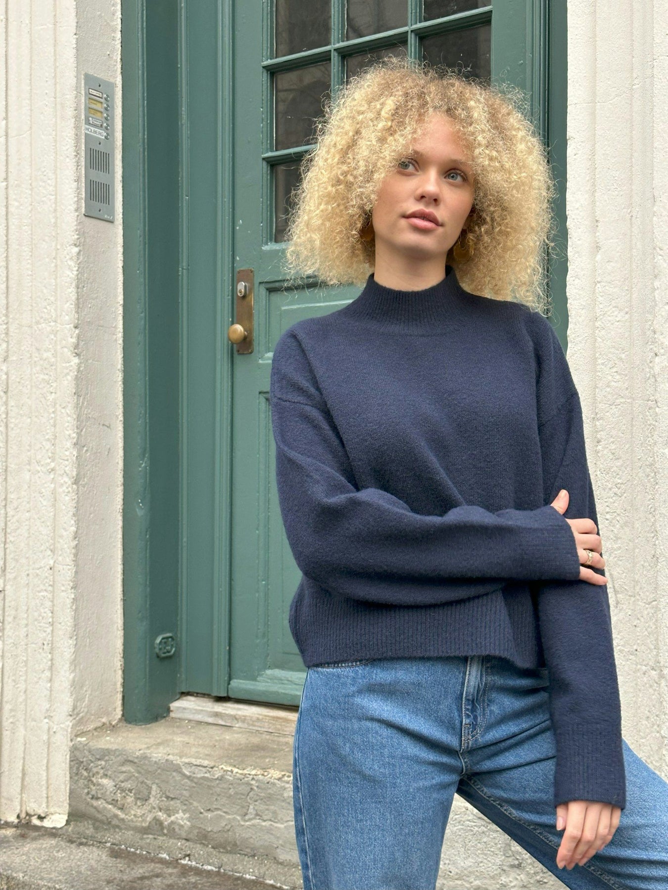 Paulina stickad tröja - Navy