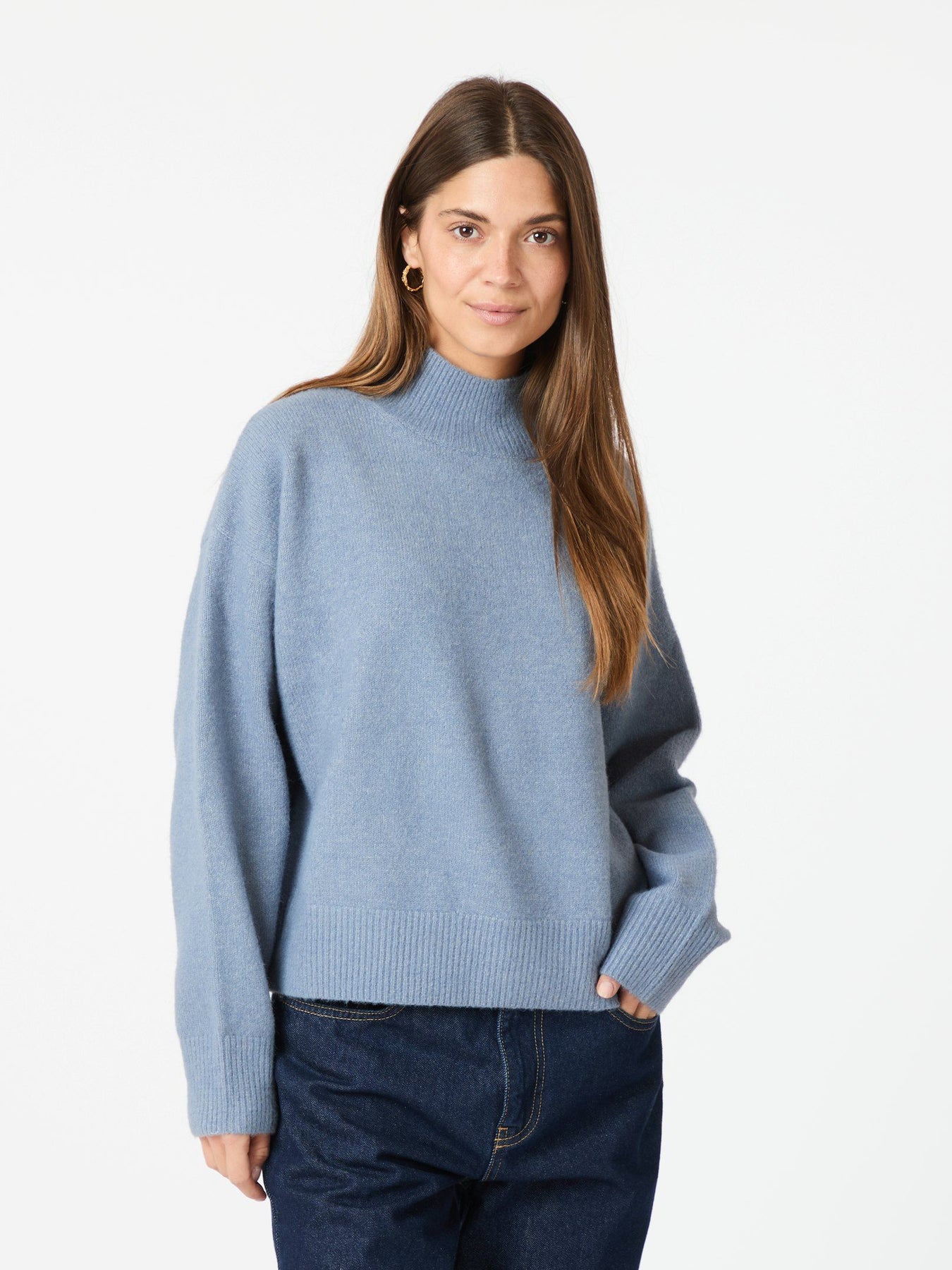 Paulina Stickad Blus - Smoke Blue