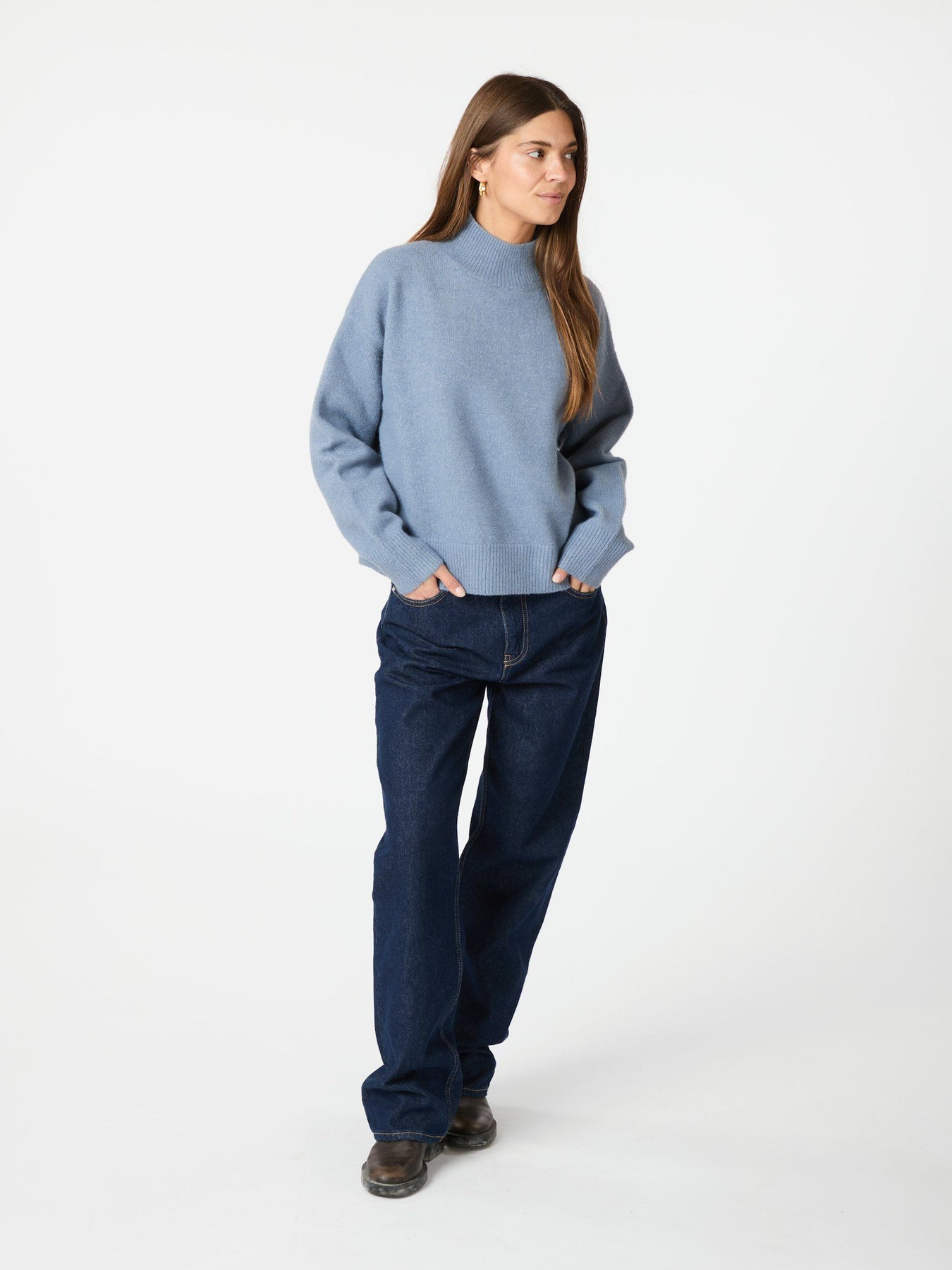 Paulina Stickad Blus - Smoke Blue