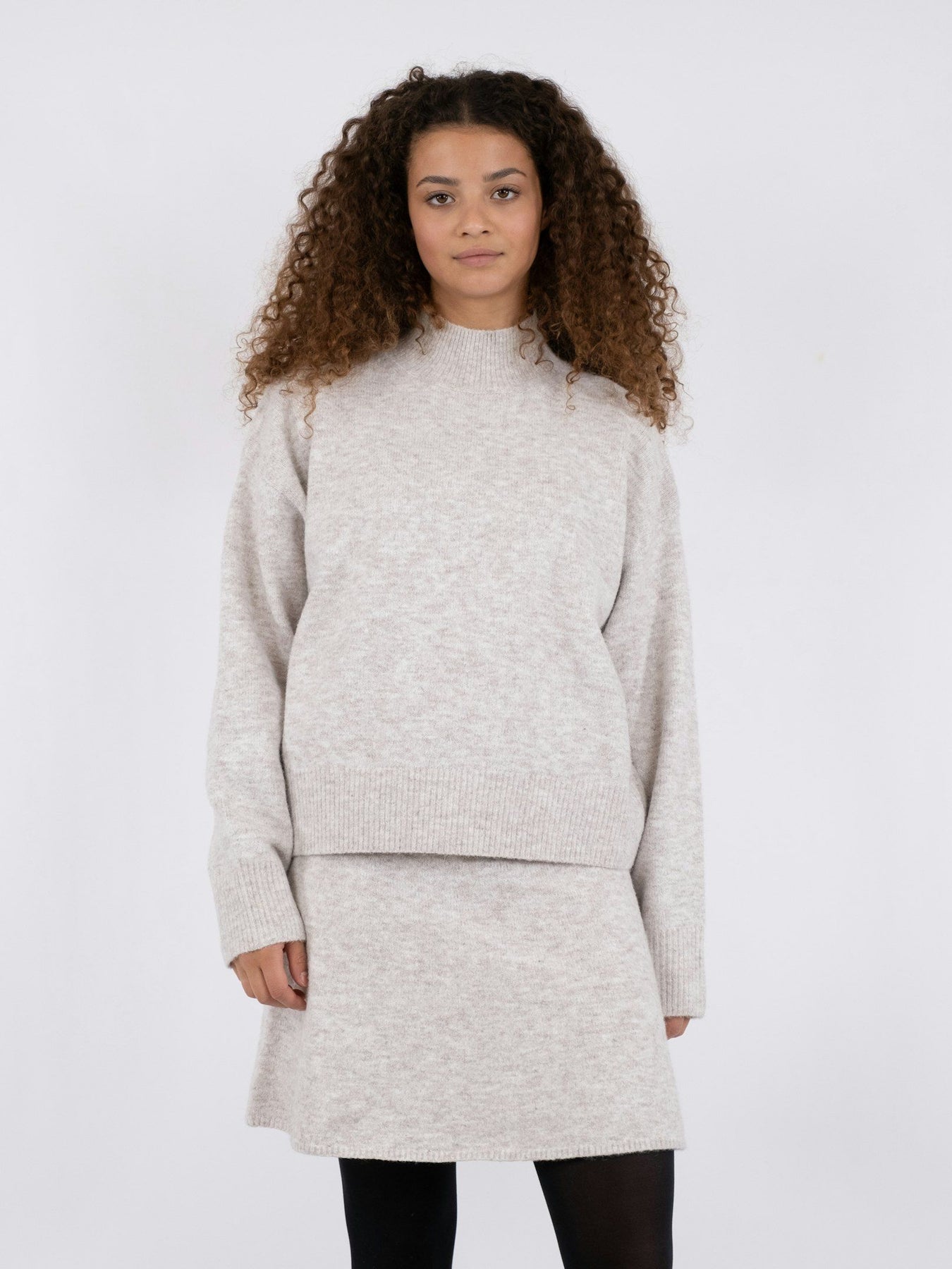 Paulina Stickad Blus - Beige Melange