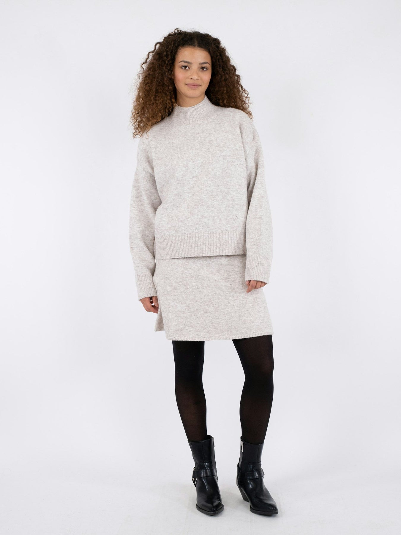Paulina Stickad Blus - Beige Melange