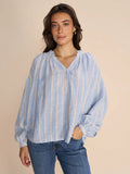Safi Striped Linen Shirt - Cashmere Blue