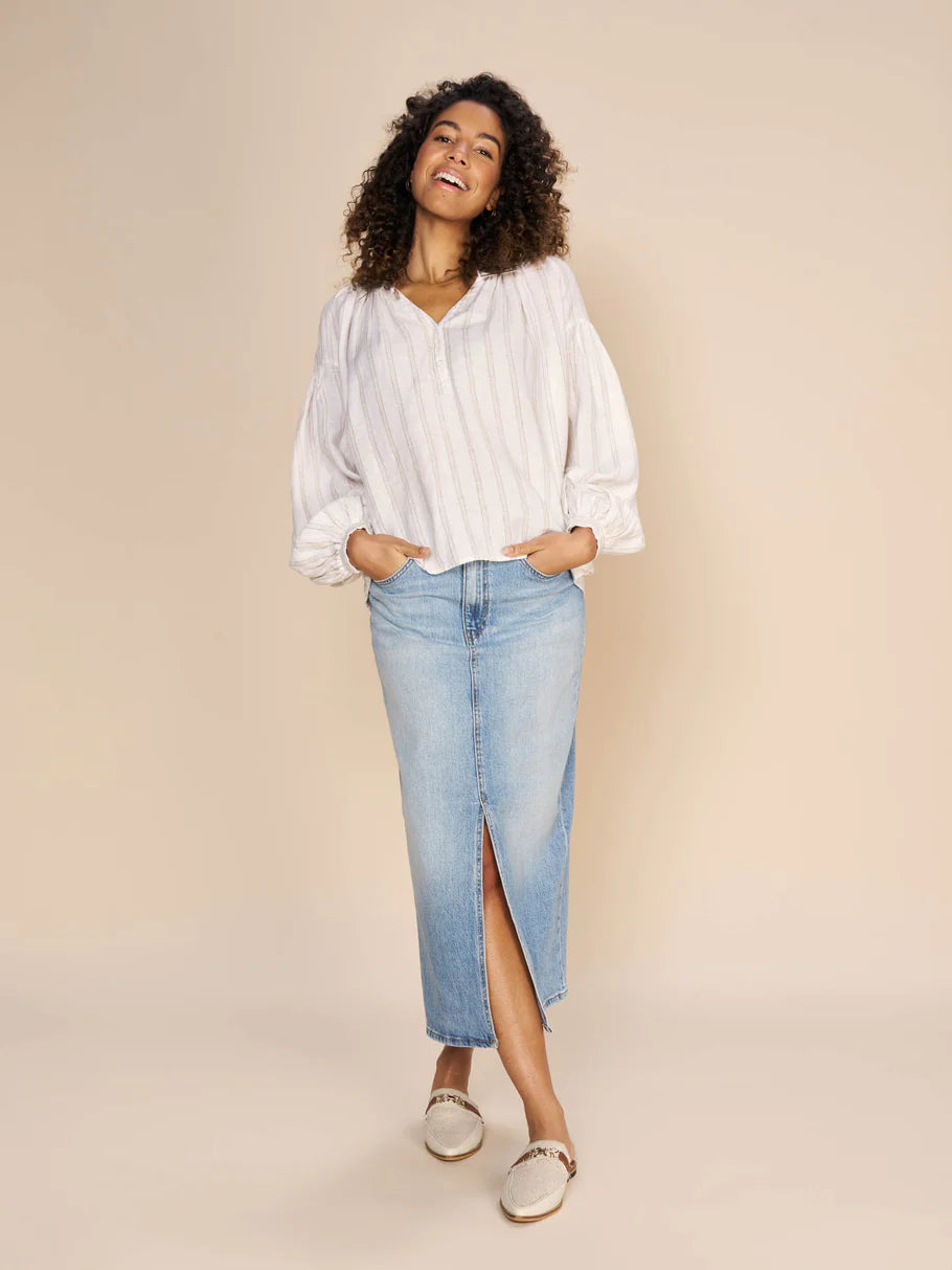 Safi Striped Linen Shirt - Ecru