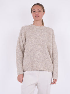 Glenda Boucle Knit Blouse - Sand Melange