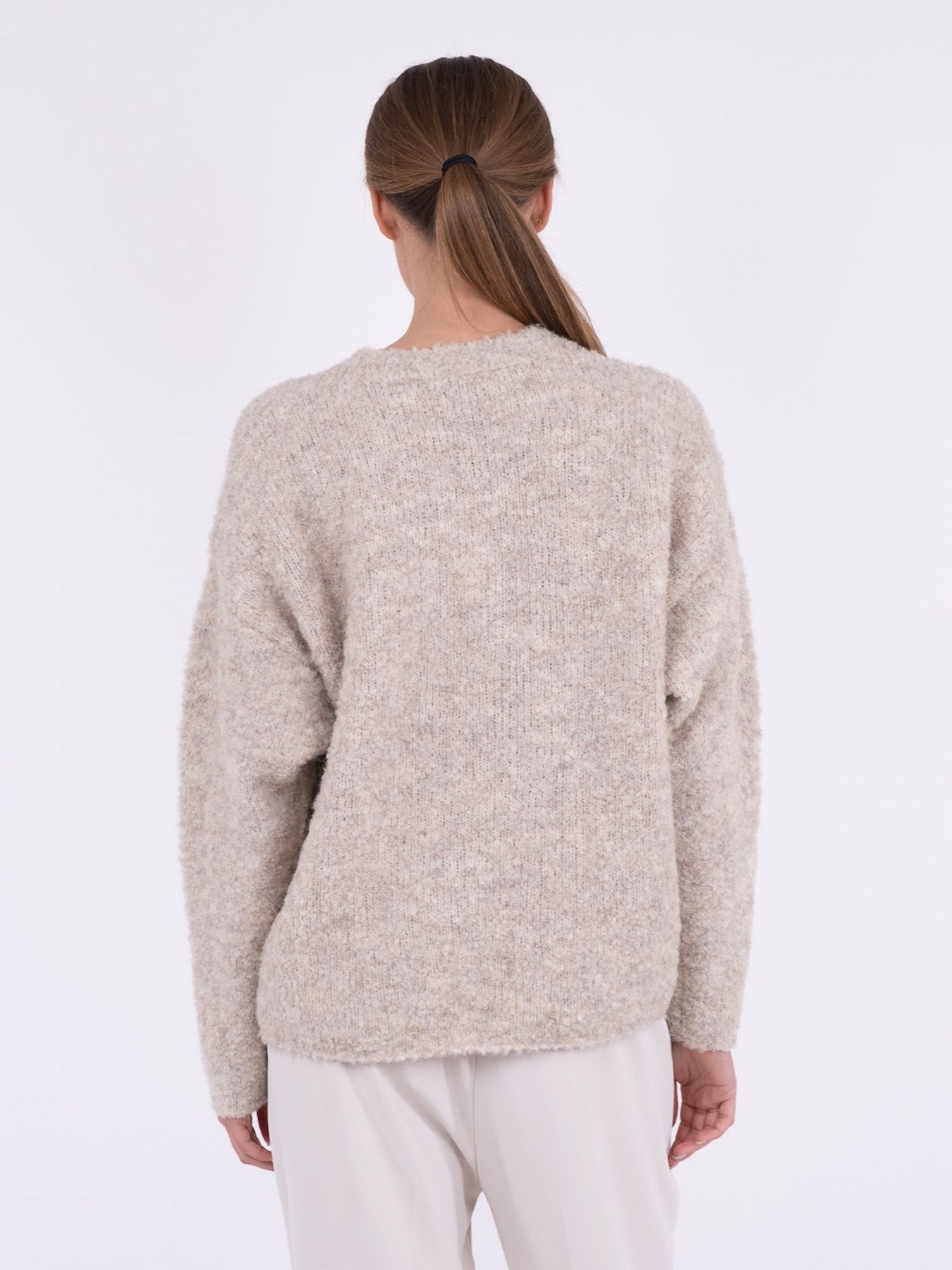 Glenda Boucle Knit Blouse - Sand Melange
